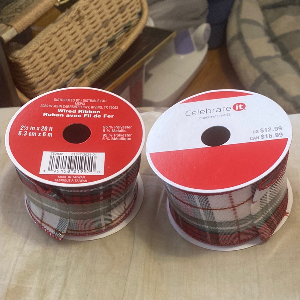 Celebrate It Red and Green Holiday Decor Ribbon